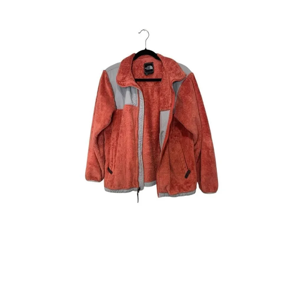 The North Face Fleece Jacket Youth XL Juniors Full Zip Coral Gray